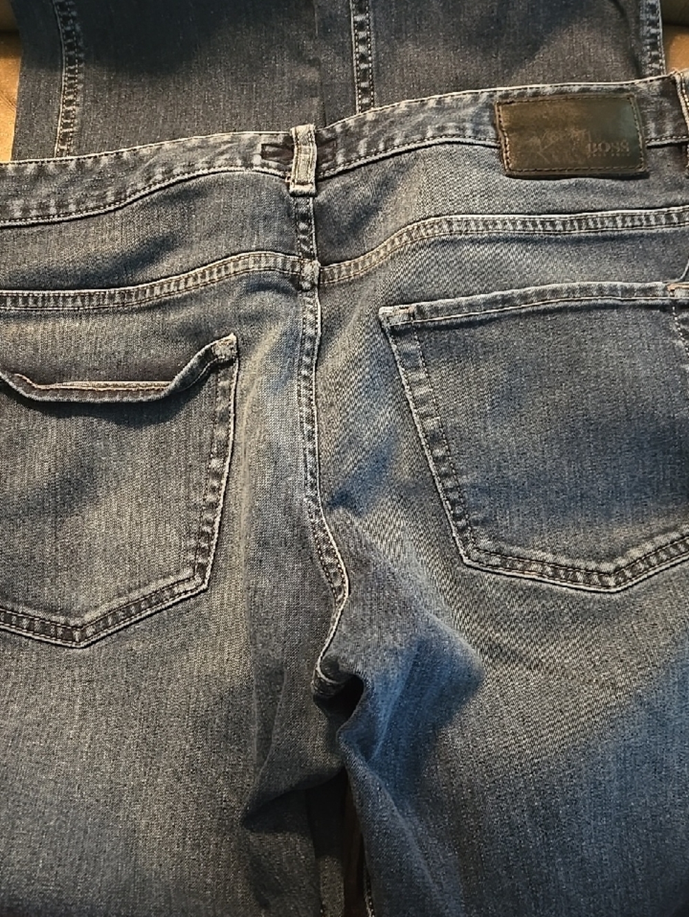 BOSS by Hugo Boss Men's 34/34 Slim-straight Blue Denim Jeans - Picture 4 of 9